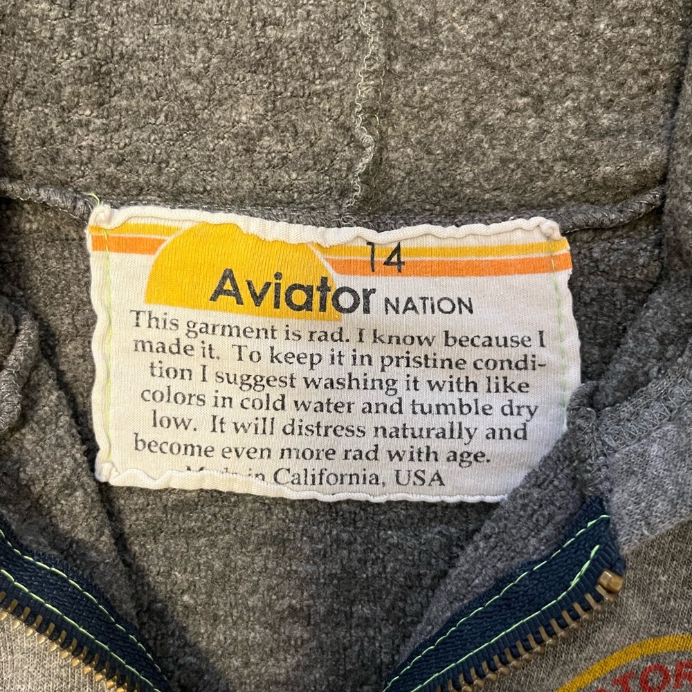 Aviator Nation Heather Gray Zip Up Hoodie - Picture 2 of 2